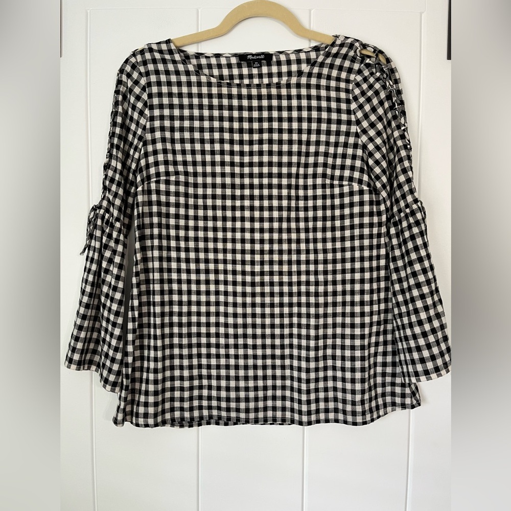 Madewell Black and White Relaxed Bell Sleeve Blouse